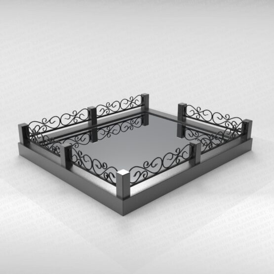 Ограда металлическая №23 (с гранитными столбиками)